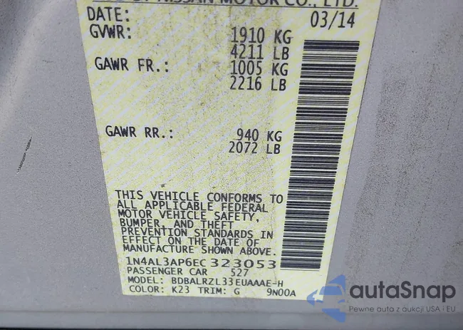 1N4AL3AP6EC323053: 43396313