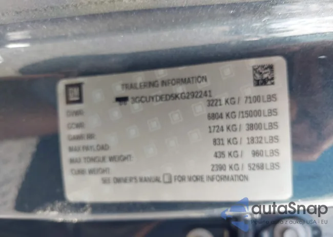 3GCUYDED5KG292241: 43396399