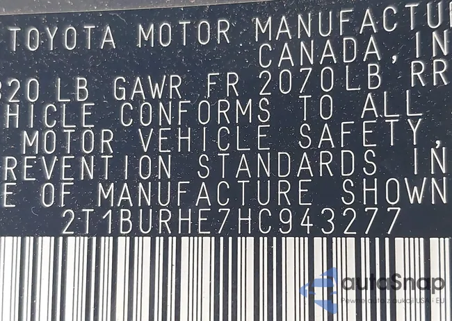 2T1BURHE7HC943277: 43396496