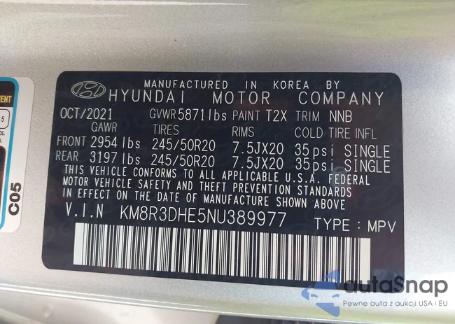 KM8R3DHE5NU389977: 43396502