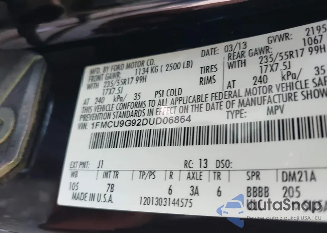 1FMCU9G92DUD06864: 43397638