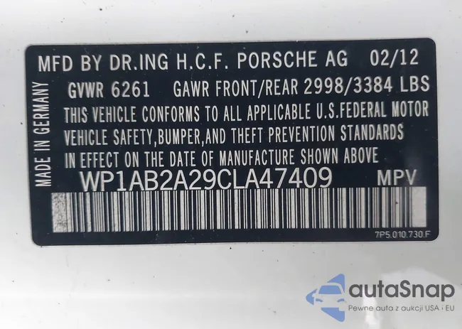 WP1AB2A29CLA47409: 43397689