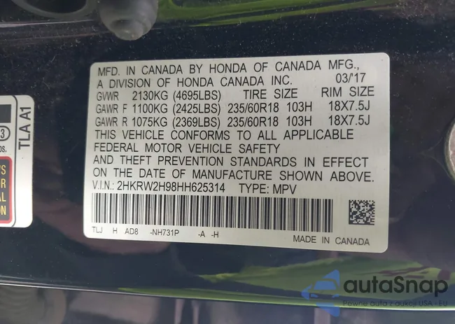 2HKRW2H98HH625314: 43397705