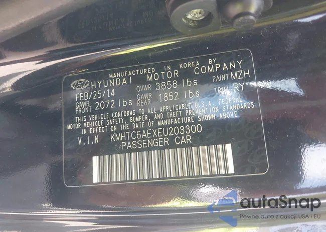 KMHTC6AEXEU203300: 43397888