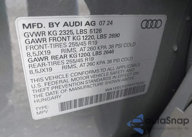 WA1EECF37R1179262: 43397925