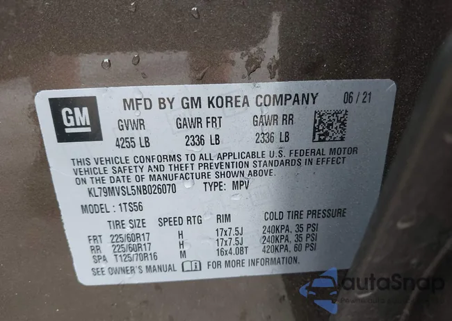 KL79MVSL5NB026070: 43397935