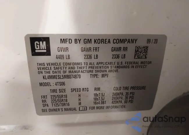 KL4MMESL5MB074870: 43397947