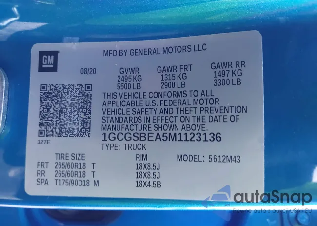 1GCGSBEA5M1123136: 43397968