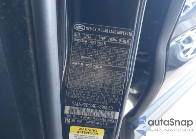 SALVP2BG4EH896053: 43398023