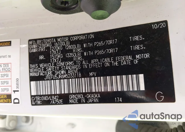 JTEFU5JR6M5233118: 43398226