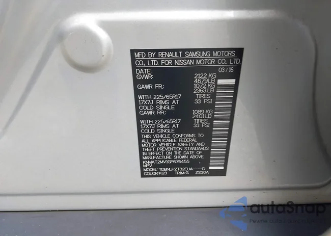 KNMAT2MV1GP676455: 43397258