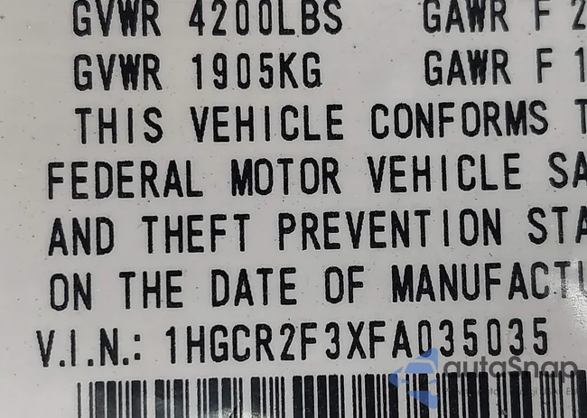 1HGCR2F3XFA035035: 43397317