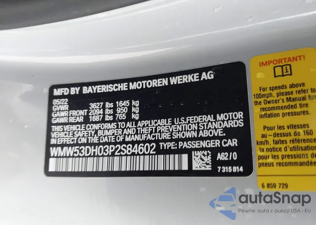 WMW53DH03P2S84602: 43397420