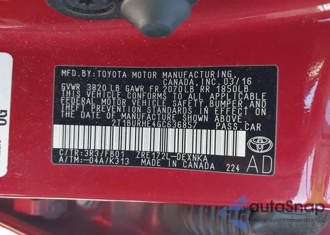 2T1BURHE4GC636857: 43397462