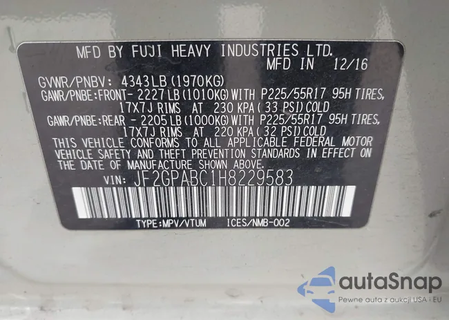 JF2GPABC1H8229583: 43397489