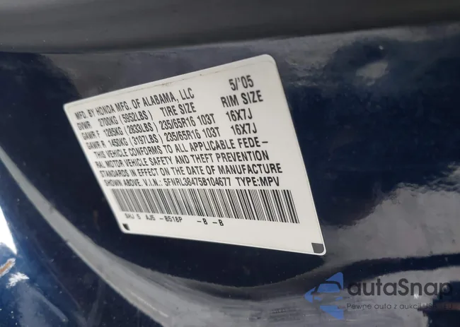 5FNRL38475B104677: 43397527