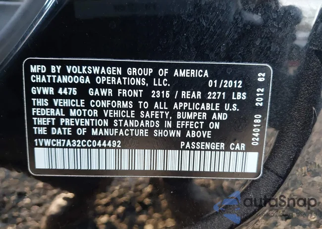 1VWCH7A32CC044492: 43398821