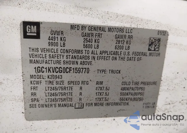 1GC1KVCG0CF159770: 43398860