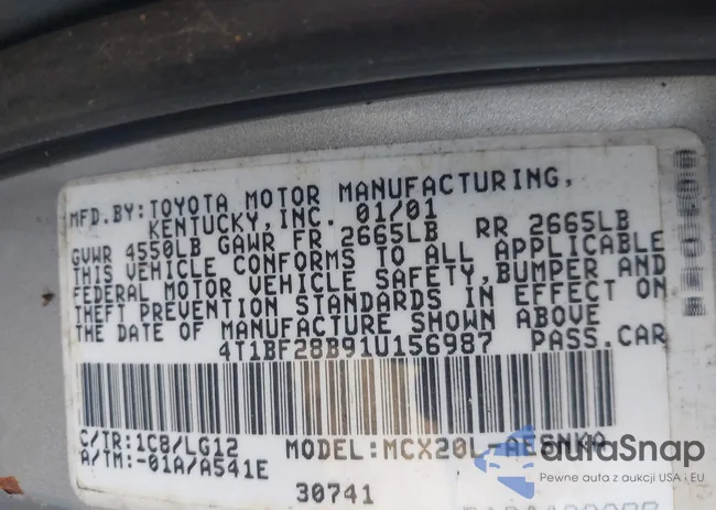 4T1BF28B53U285392: 43398912