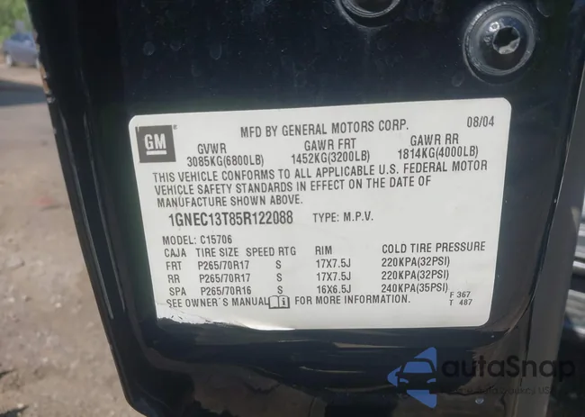 1GNEC13T85R122088: 43398927