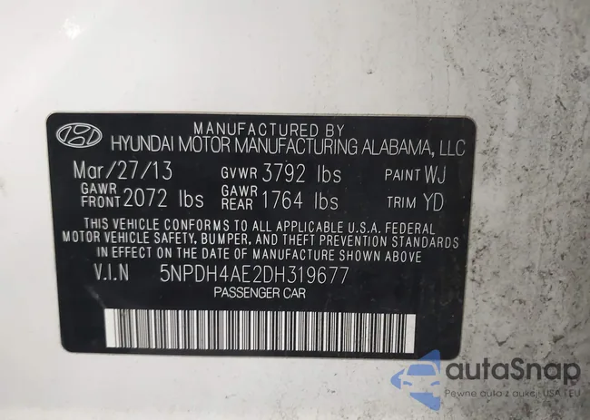 5NPDH4AE2DH319677: 43399001