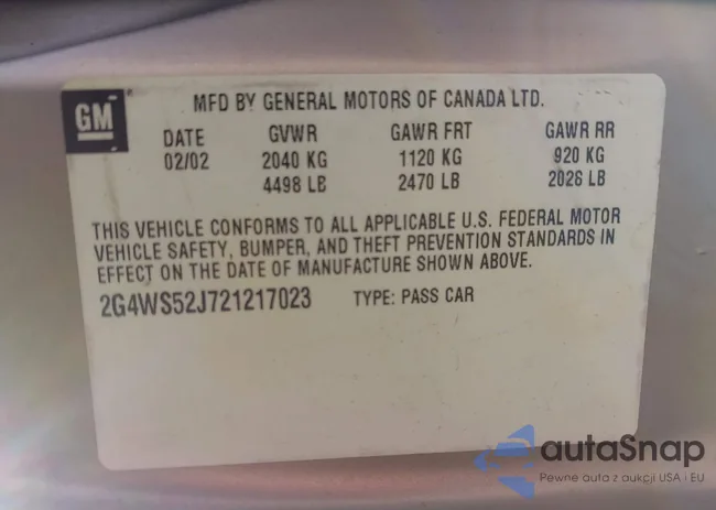 2G4WS52J721217023: 43399170