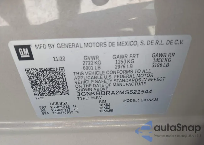 3GNKBBRA2MS521544: 43398289