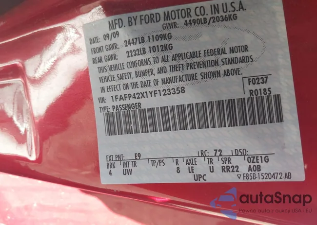 1FAFP42X1YF123358: 43398366