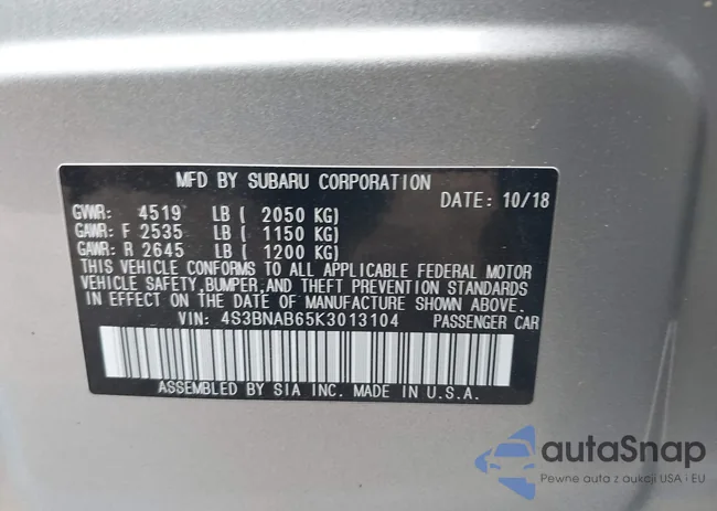 4S3BNAB65K3013104: 43398402