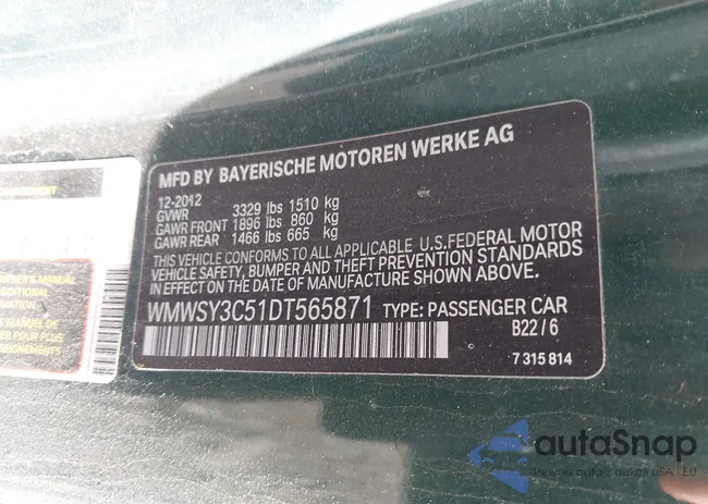 WMWSY3C51DT565871: 43398437