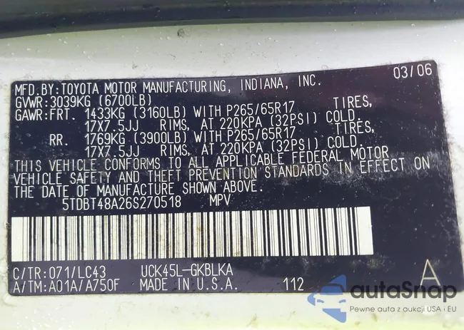 5TDBT48A26S270518: 43398566