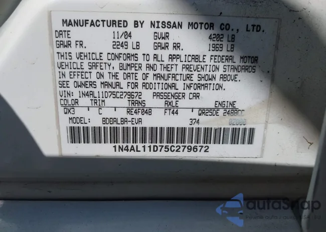 1N4AL11D75C279672: 43398576