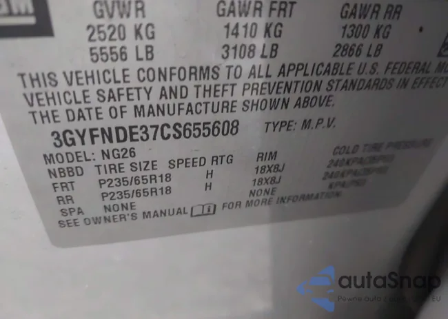 3GYFNDE37CS655608: 43398584