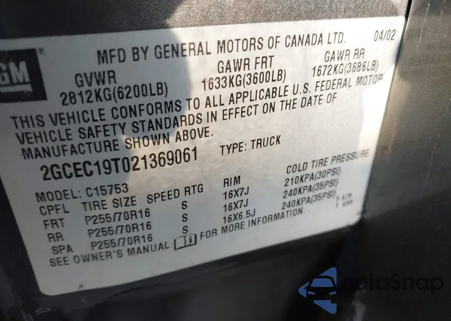 2GCEC19T021369061: 43399635