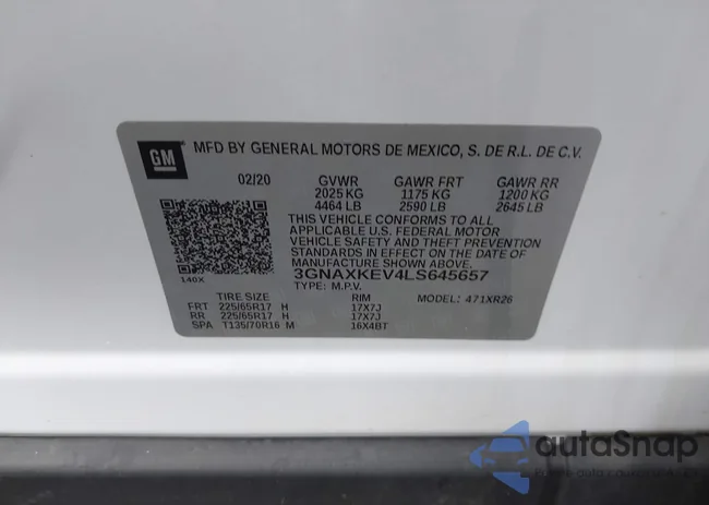 3GNAXKEV4LS645657: 43399695