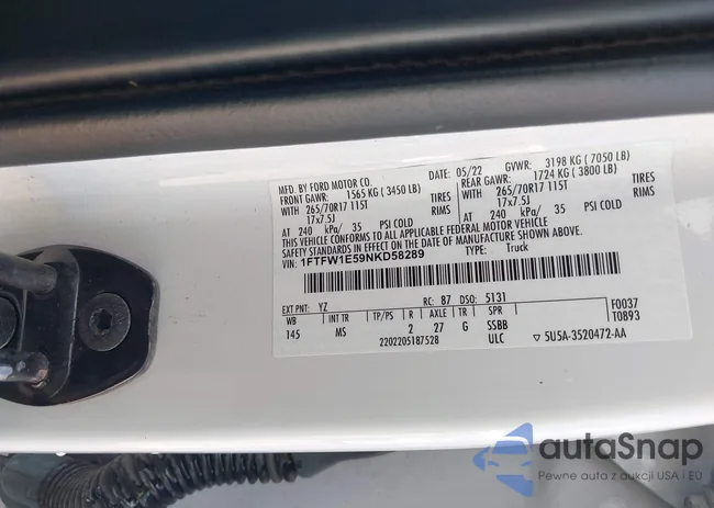 1FTFW1E59NKD58289: 43399737