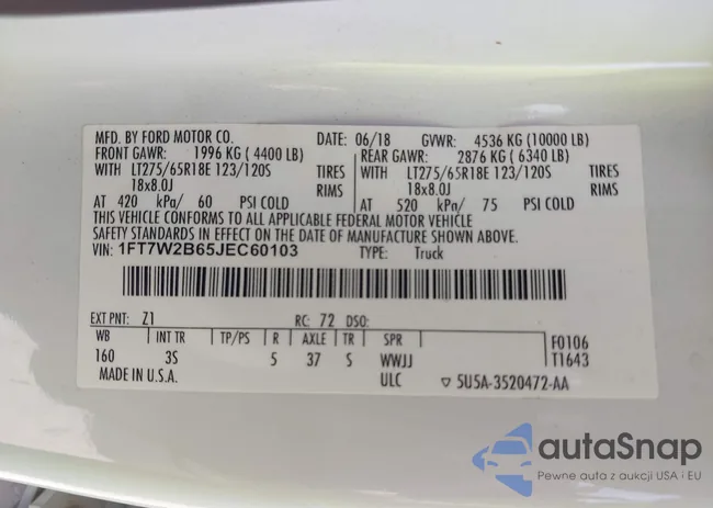 1FT7W2B65JEC60103: 43400012