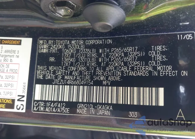 JTEZU14R668049154: 43400035