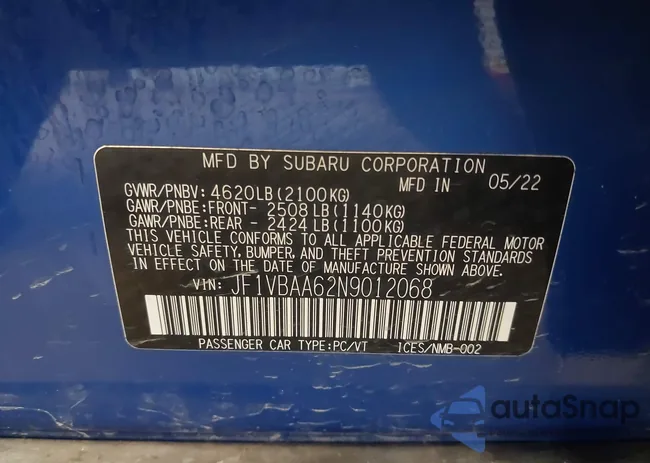 JF1VBAA62N9012068: 43400113