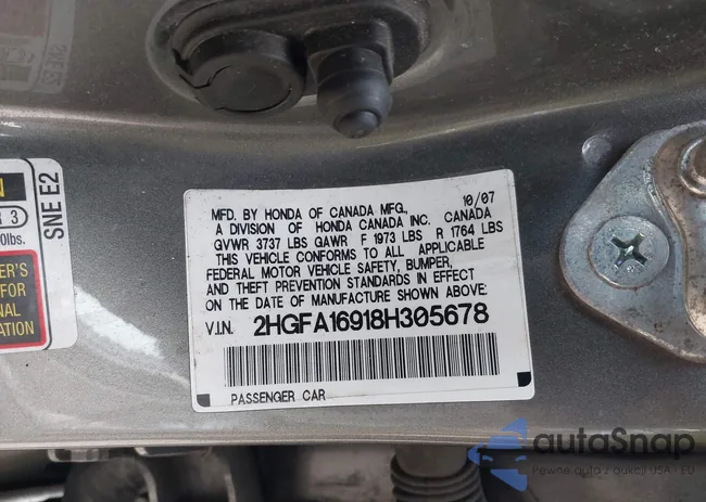 2HGFA16918H305678: 43400120