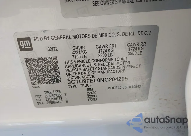 3GTU9FEL0NG204295: 43399300