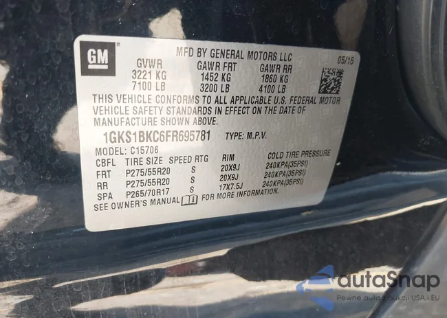 1GKS1BKC6FR695781: 43399323