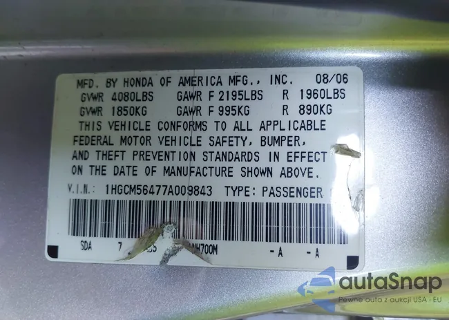 1HGCM56477A009843: 43399382