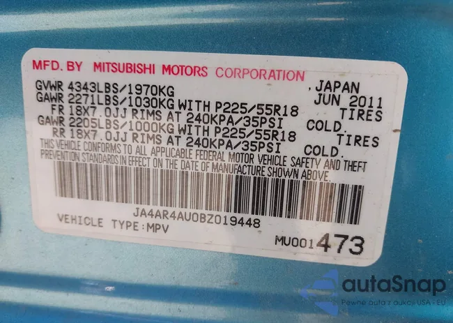 JA4AR4AU0BZ019448: 43399629