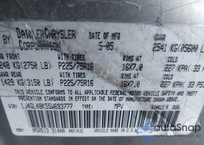 1J4GL48K55W693777: 43400758