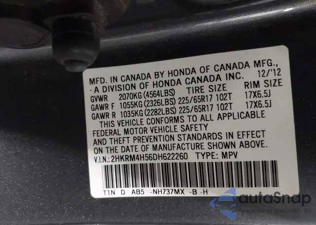 2HKRM4H56DH622260: 43400791