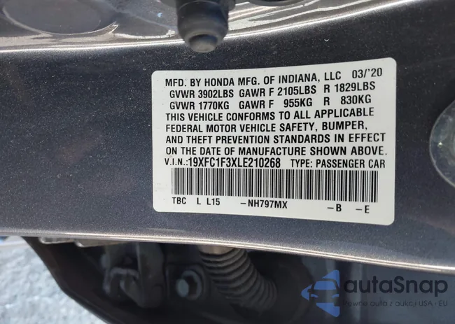 19XFC1F3XLE210268: 43400818