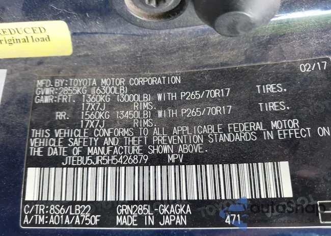 JTEBU5JR5H5426879: 43400877