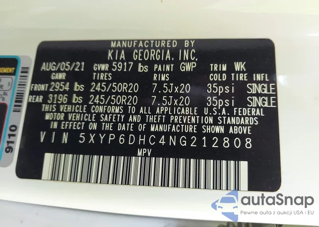 5XYP6DHC4NG212808: 43400924