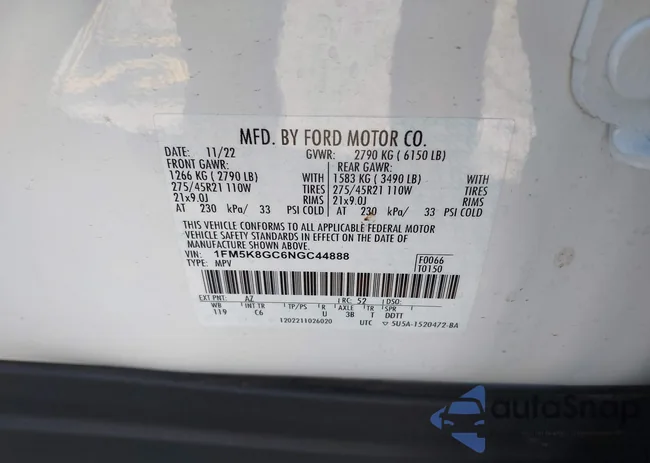 1FM5K8GC6NGC44888: 43400945